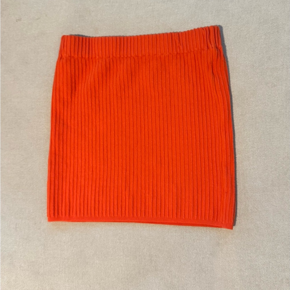 Ribbed Orange Mini Skirt